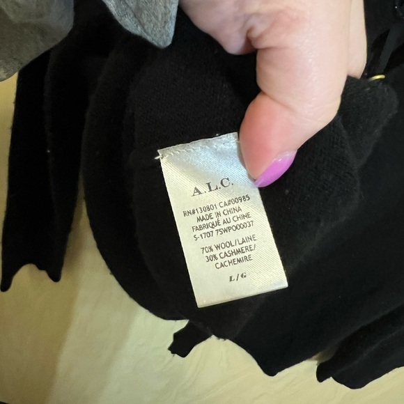 A.L.C. Valerie Lace-Up Wool & Cashmere Sweater in Black - Picture 2 of 6